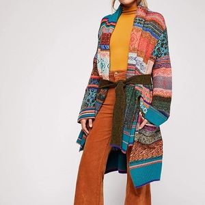 Free People Fantasia Fair Isle Sweater Cardigan L